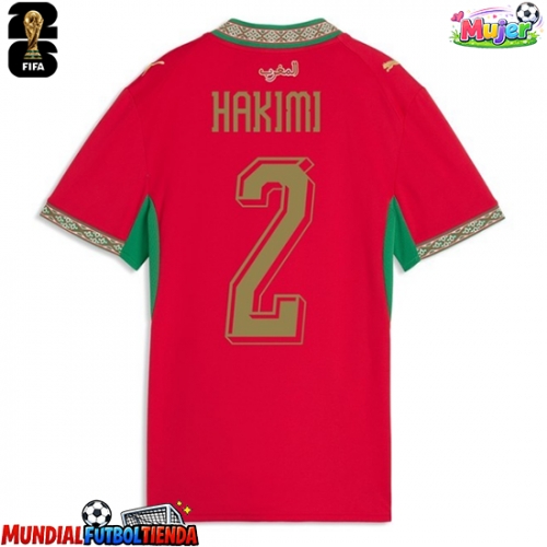 Camiseta Marruecos Achraf Hakimi #2 Primera Equipación Replica Mundial 2026 para mujer mangas cortas